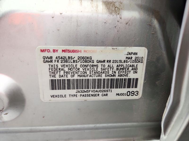 Aukcja sprzedaży 2010 Mitsubishi Lancer, vin: JA32W5FV0AU026971, numer aukcji: 73395956