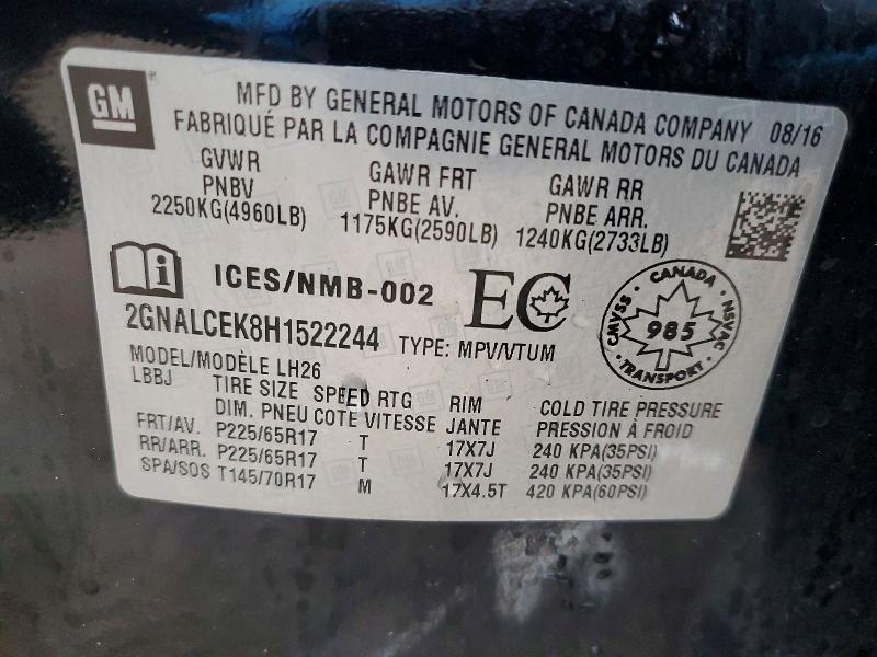 Продаж на аукціоні авто 2017 Chevrolet Equinox, vin: 2GNALCEK8H1522244, номер лоту: 71065526