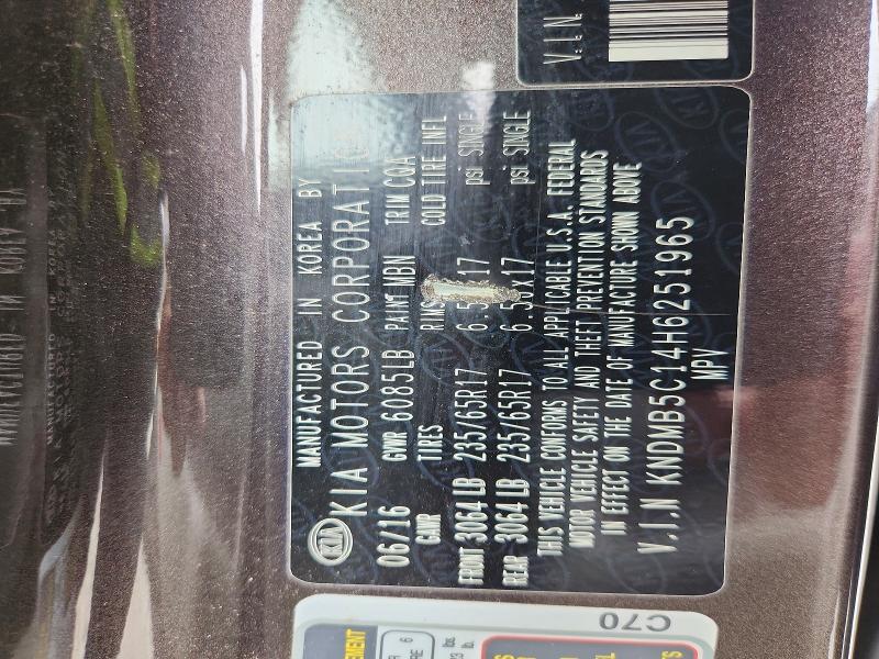 Aukcja sprzedaży 2017 Kia Sedona, vin: KNDMB5C14H6251965, numer aukcji: 71498596