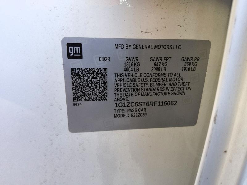 70926806 :رقم المزاد ، 1G1ZC5ST6RF115062 vin ، 2024 Chevrolet Malibu مزاد بيع
