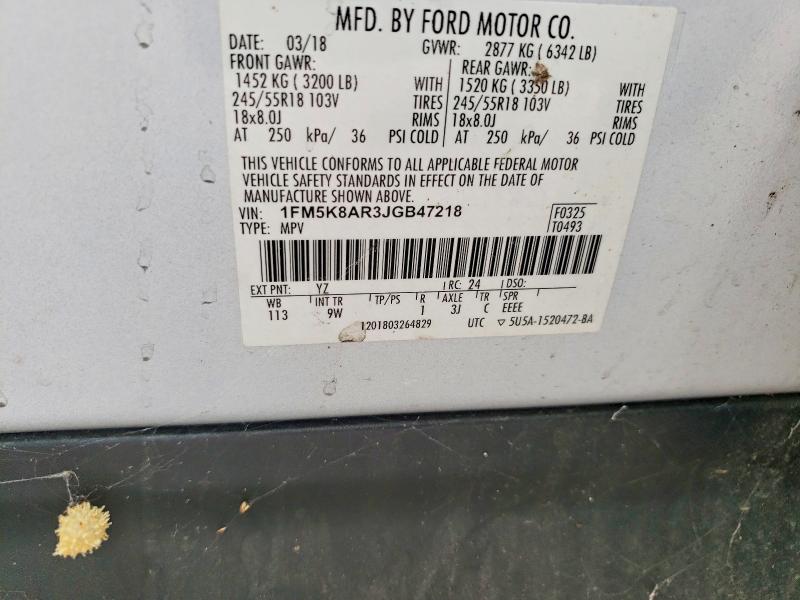 Продаж на аукціоні авто 2018 Ford Explorer, vin: 1FM5K8AR3JGB47218, номер лоту: 71484446