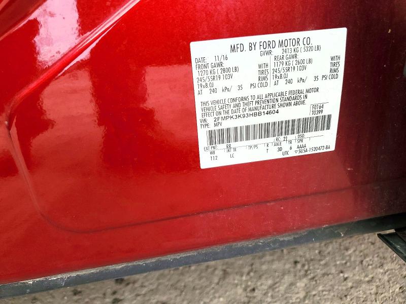Продаж на аукціоні авто 2017 Ford Edge, vin: 2FMPK3K93HBB14604, номер лоту: 70839666