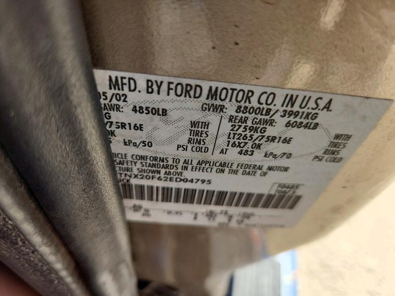 2002 Ford F250 მანქანა იყიდება აუქციონზე, vin: 1FTNX20F62ED04795, აუქციონის ნომერი: 70742996