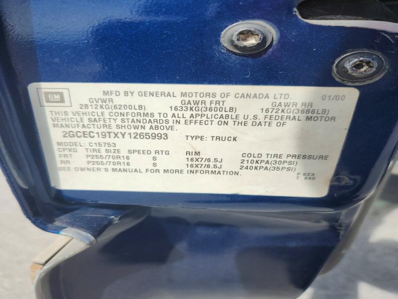Продаж на аукціоні авто 2000 Chevrolet Silverado, vin: 2GCEC19TXY1265993, номер лоту: 71195246