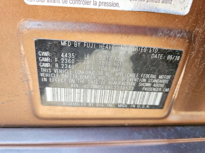 2011 Subaru Legacy მანქანა იყიდება აუქციონზე, vin: 4S3BMBK64B3210533, აუქციონის ნომერი: 71007486