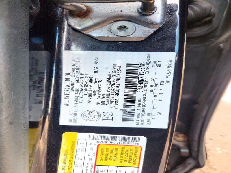 2015 Ford Fusion მანქანა იყიდება აუქციონზე, vin: 3FA6P0H77FR285785, აუქციონის ნომერი: 72147026