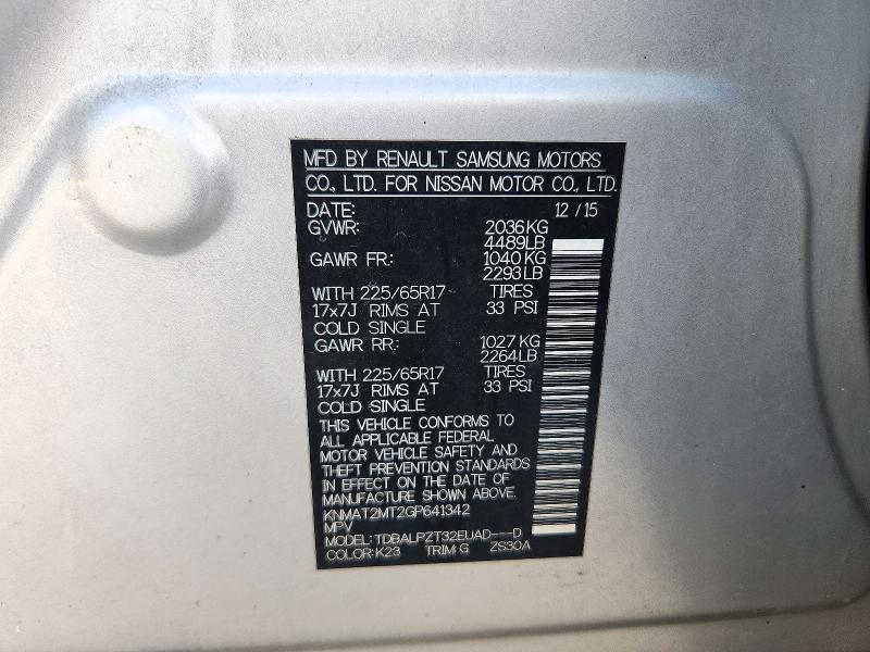 Aukcja sprzedaży 2016 Nissan Rogue, vin: KNMAT2MT2GP641342, numer aukcji: 72689086