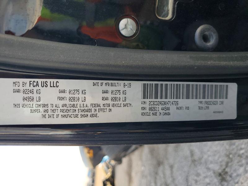 Aukcja sprzedaży 2019 Dodge Challenger, vin: 2C3CDZAG3KH714726, numer aukcji: 72596566