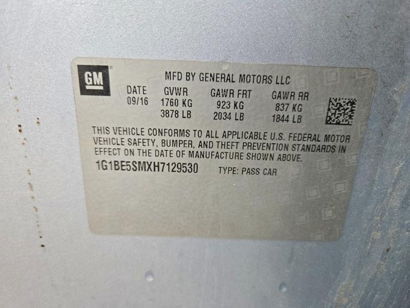 2017 Chevrolet Cruze მანქანა იყიდება აუქციონზე, vin: 1G1BE5SMXH7129530, აუქციონის ნომერი: 70959976