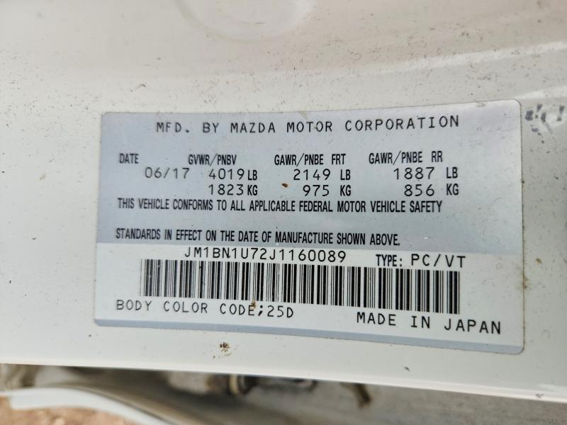 Продажа на аукционе авто 2018 Mazda 3, vin: JM1BN1U72J1160089, номер лота: 70667976