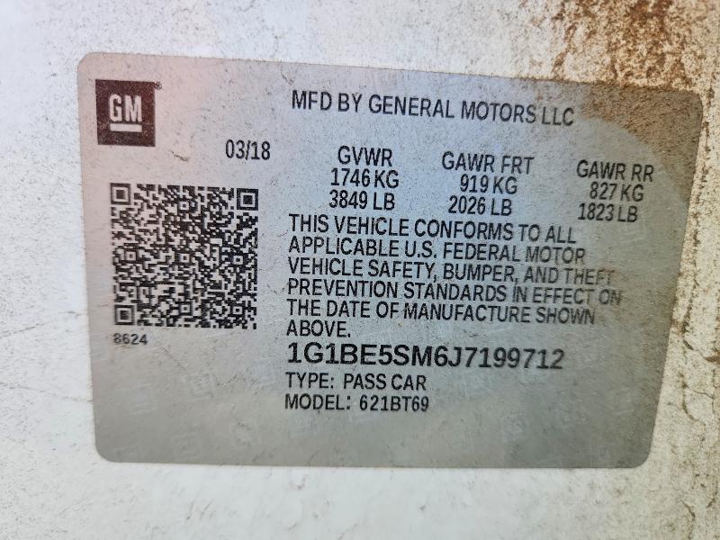 Aukcja sprzedaży 2018 Chevrolet Cruze, vin: 1G1BE5SM6J7199712, numer aukcji: 71683916
