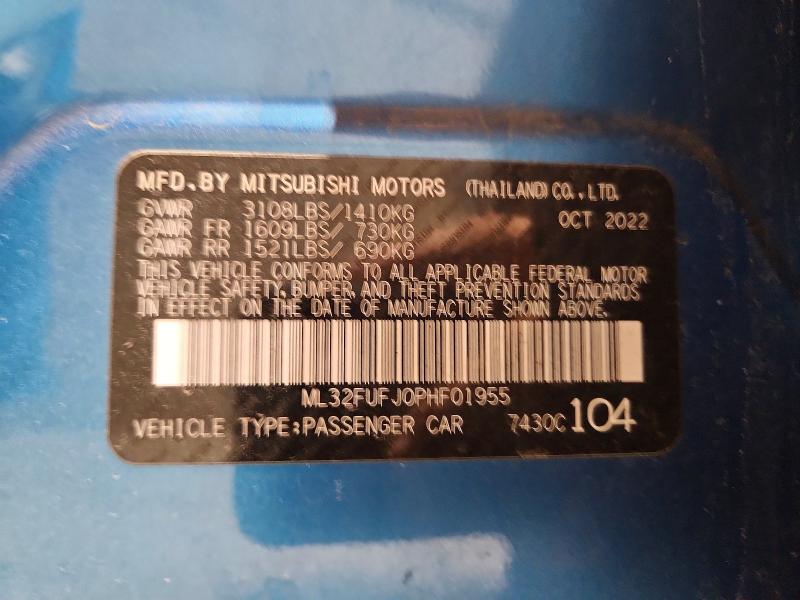 Aukcja sprzedaży 2023 Mitsubishi Mirage, vin: ML32FUFJ0PHF01955, numer aukcji: 72270776