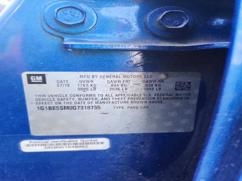 Продажа на аукционе авто 2016 Chevrolet Cruze, vin: 1G1BE5SM0G7318735, номер лота: 71274476
