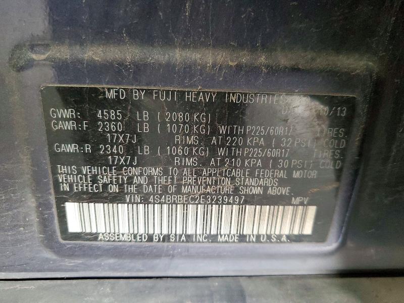 Продажа на аукционе авто 2014 Subaru Outback, vin: 4S4BRBEC2E3239497, номер лота: 72190696