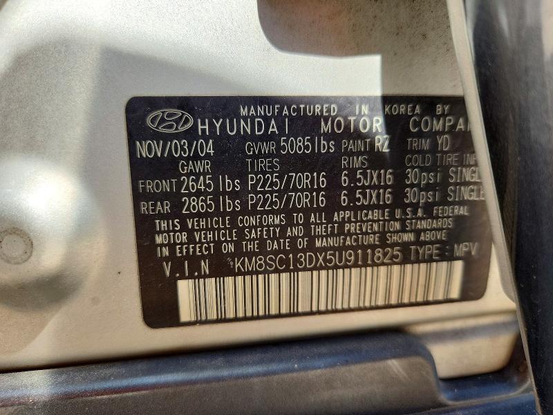 Продажа на аукционе авто 2005 Hyundai Santa Fe, vin: KM8SC13DX5U911825, номер лота: 72372676