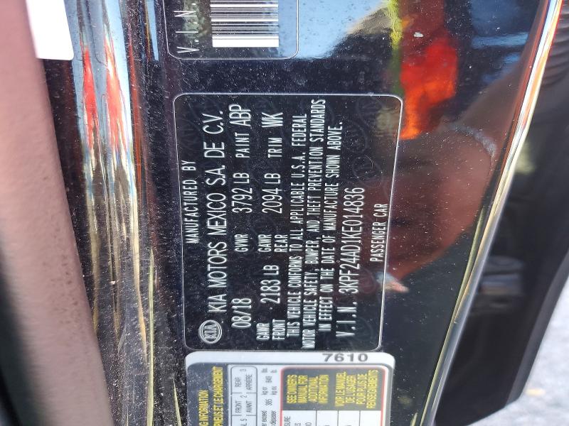 72000926 :رقم المزاد ، 3KPF24AD1KE014836 vin ، 2019 Kia Forte مزاد بيع