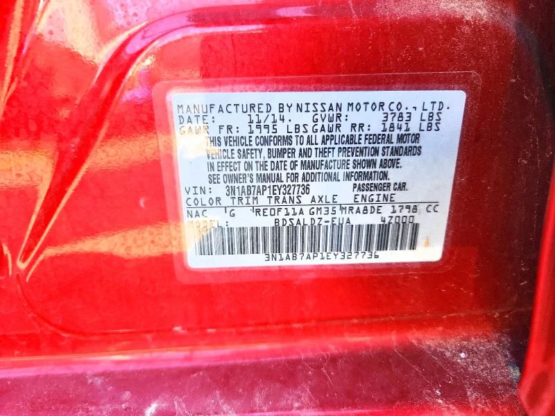 Aukcja sprzedaży 2014 Nissan Sentra, vin: 3N1AB7AP1EY327736, numer aukcji: 71624026