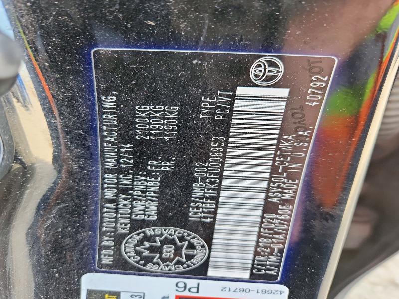 71319376 :رقم المزاد ، 4T1BF1FK3FU008953 vin ، 2015 Toyota Camry مزاد بيع