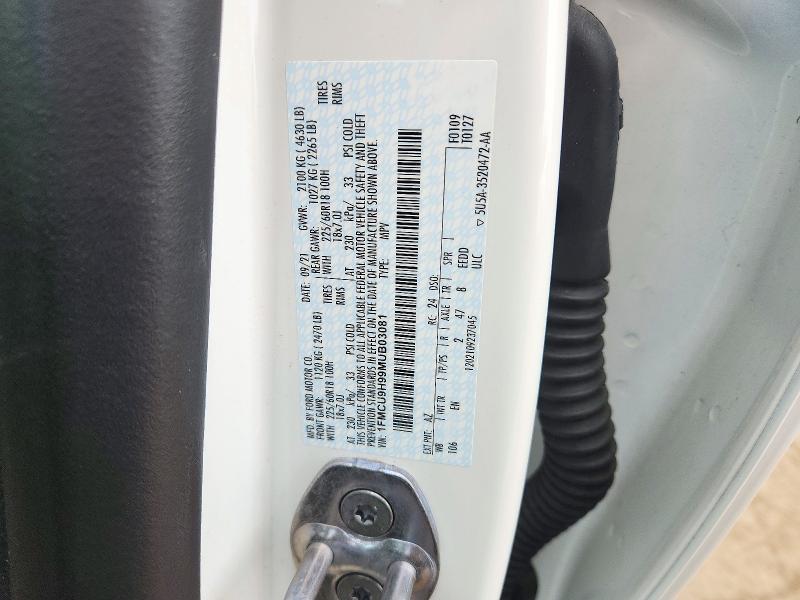 Продаж на аукціоні авто 2021 Ford Escape, vin: 1FMCU9H99MUB03081, номер лоту: 73150336