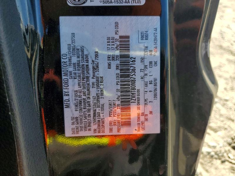 71491366 :رقم المزاد ، 1ZVHT80N875367162 vin ، 2007 Ford Mustang مزاد بيع