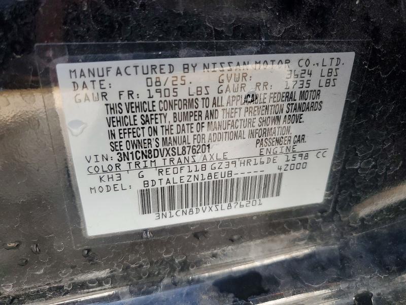 2025 Nissan Versa მანქანა იყიდება აუქციონზე, vin: 3N1CN8DVXSL876201, აუქციონის ნომერი: 71821746