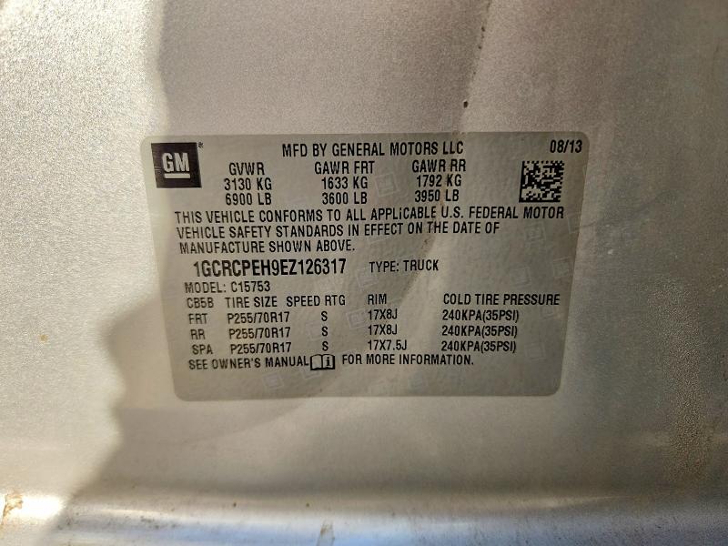 2014 Chevrolet Silverado მანქანა იყიდება აუქციონზე, vin: 1GCRCPEH9EZ126317, აუქციონის ნომერი: 71365006