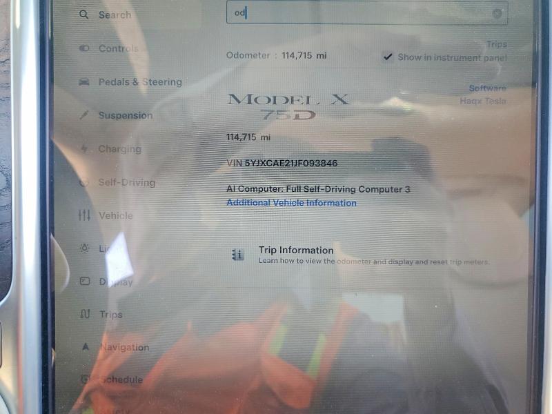 Продаж на аукціоні авто 2018 Tesla Model X, vin: 5YJXCAE21JF093846, номер лоту: 71592946