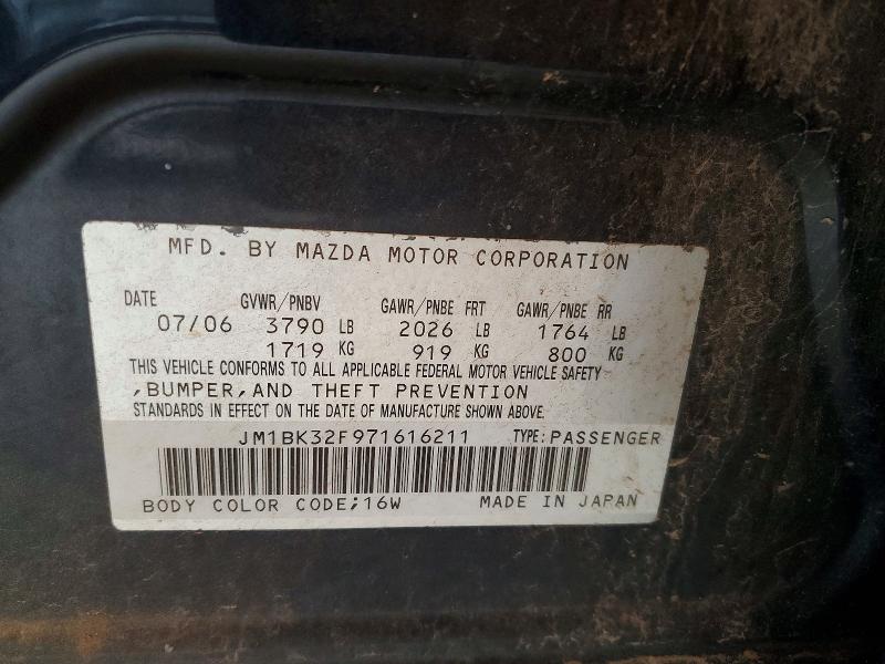 Aukcja sprzedaży 2007 Mazda 3, vin: JM1BK32F971616211, numer aukcji: 71477576