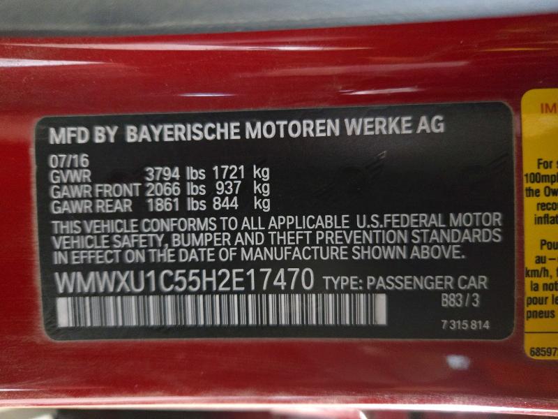 Продажа на аукционе авто 2017 Mini Cooper, vin: WMWXU1C55H2E17470, номер лота: 72037266