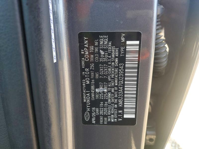 Aukcja sprzedaży 2016 Hyundai Tucson, vin: KM8J33A47GU239543, numer aukcji: 69433796