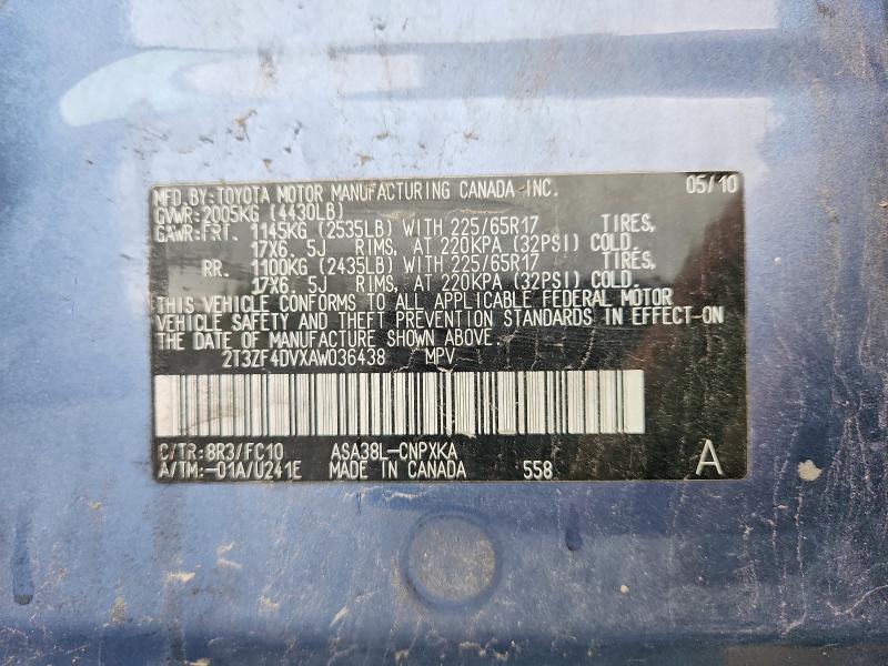 2010 Toyota Rav4 მანქანა იყიდება აუქციონზე, vin: 2T3ZF4DVXAW036438, აუქციონის ნომერი: 71578486