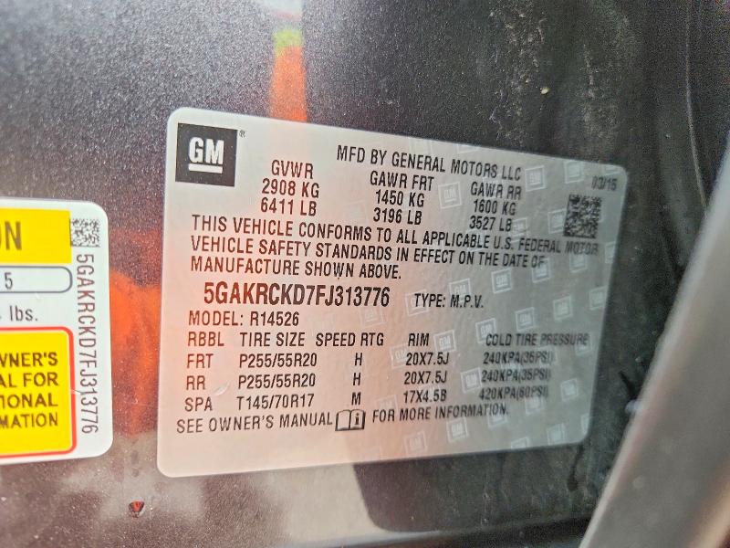Продажа на аукционе авто 2015 Buick Enclave, vin: 5GAKRCKD7FJ313776, номер лота: 70988856