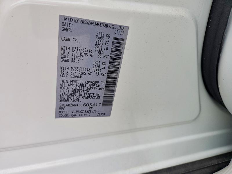 Продажа на аукционе авто 2014 Nissan Pathfinder, vin: 5N1AR2MM4EC605417, номер лота: 71788976
