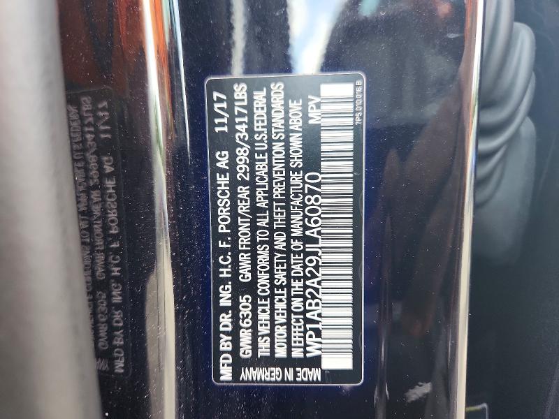 Продаж на аукціоні авто 2018 Porsche Cayenne, vin: WP1AB2A29JLA60870, номер лоту: 71578546