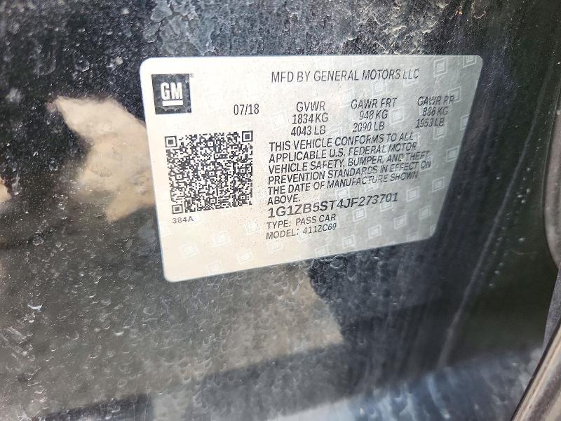 72303396 :رقم المزاد ، 1G1ZB5ST4JF273701 vin ، 2018 Chevrolet Malibu مزاد بيع