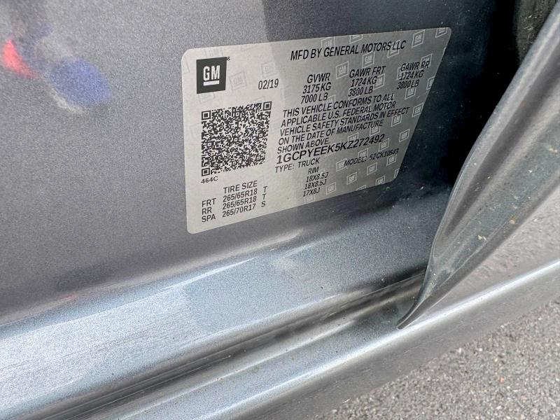 2019 Chevrolet Silverado მანქანა იყიდება აუქციონზე, vin: 1GCPYEEK5KZ272492, აუქციონის ნომერი: 71625106