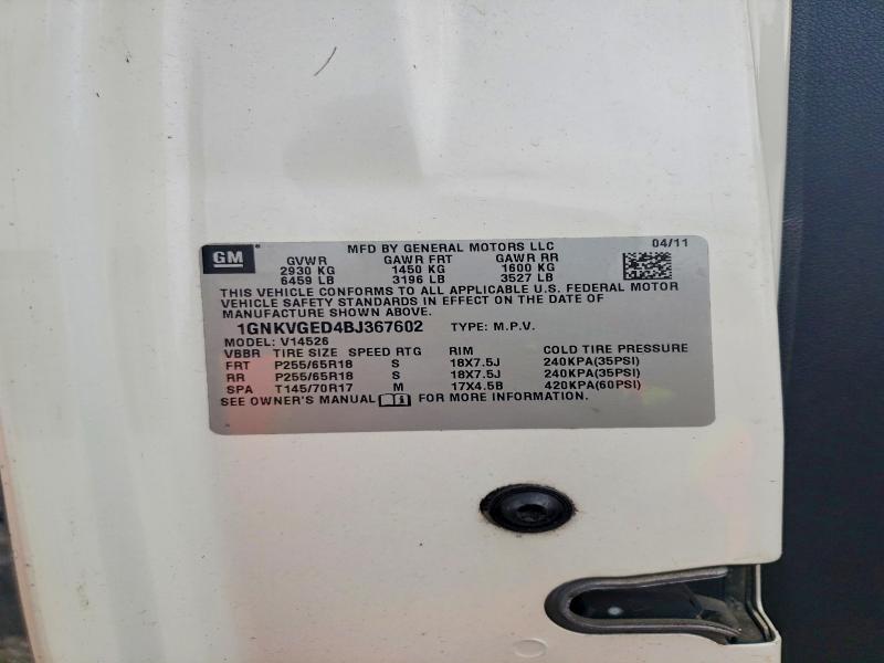 70125816 :رقم المزاد ، 1GNKVGED4BJ367602 vin ، 2011 Chevrolet Traverse مزاد بيع