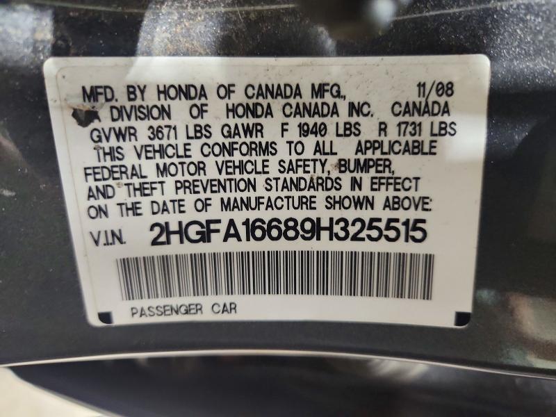 Продаж на аукціоні авто 2009 Honda Civic, vin: 2HGFA16689H325515, номер лоту: 71863676