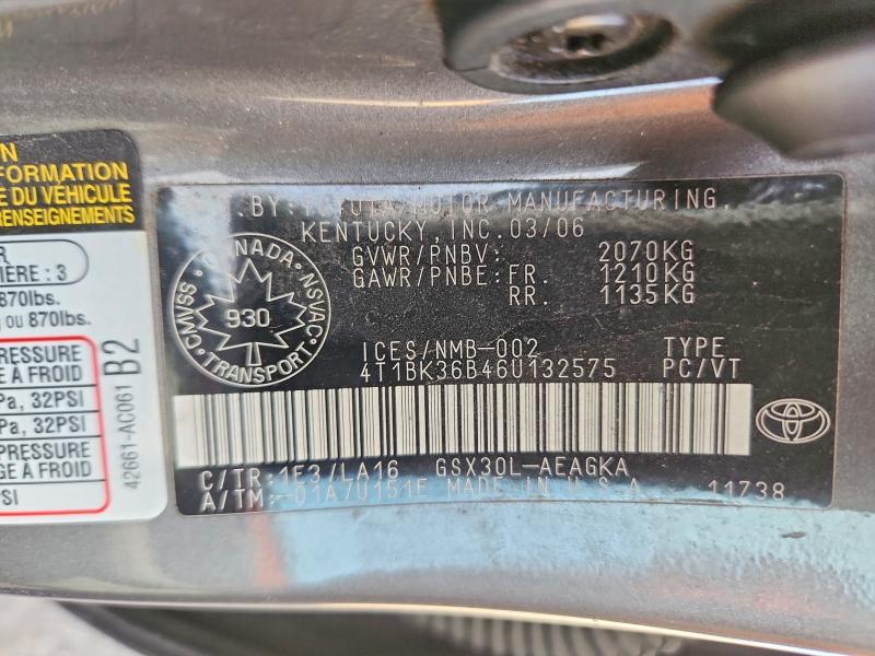 Продаж на аукціоні авто 2006 Toyota Avalon, vin: 4T1BK36B46U132575, номер лоту: 71237656