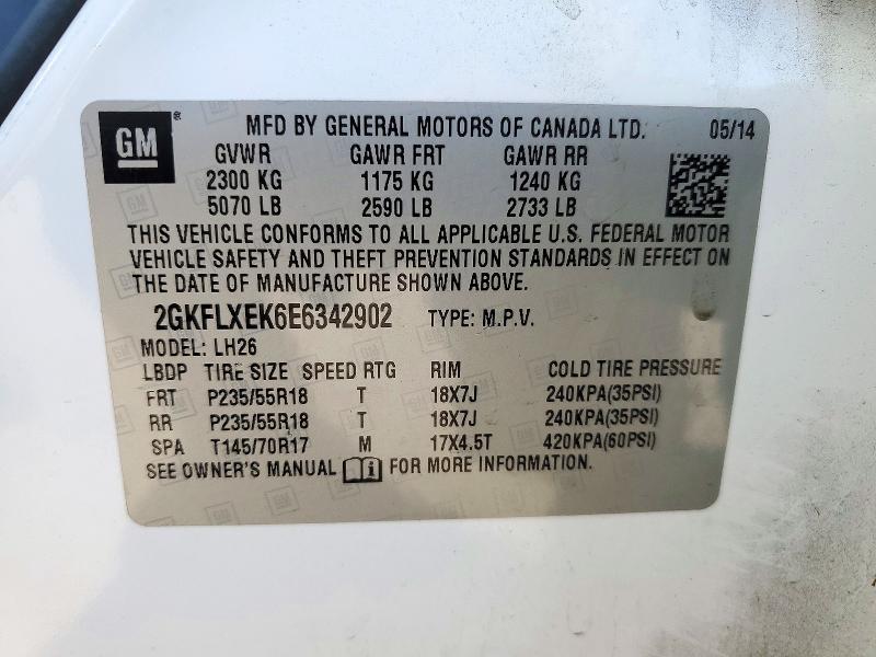 73384006 :رقم المزاد ، 2GKFLXEK6E6342902 vin ، 2014 Gmc Terrain مزاد بيع