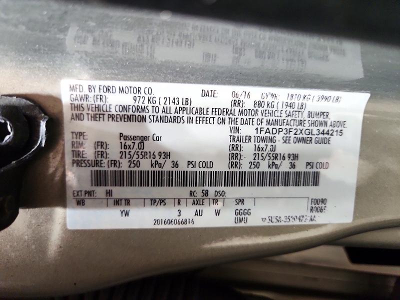 Aukcja sprzedaży 2016 Ford Focus, vin: 1FADP3F2XGL344215, numer aukcji: 72181446