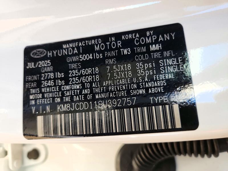 Aukcja sprzedaży 2025 Hyundai Tucson, vin: KM8JCDD11SU392757, numer aukcji: 71456936