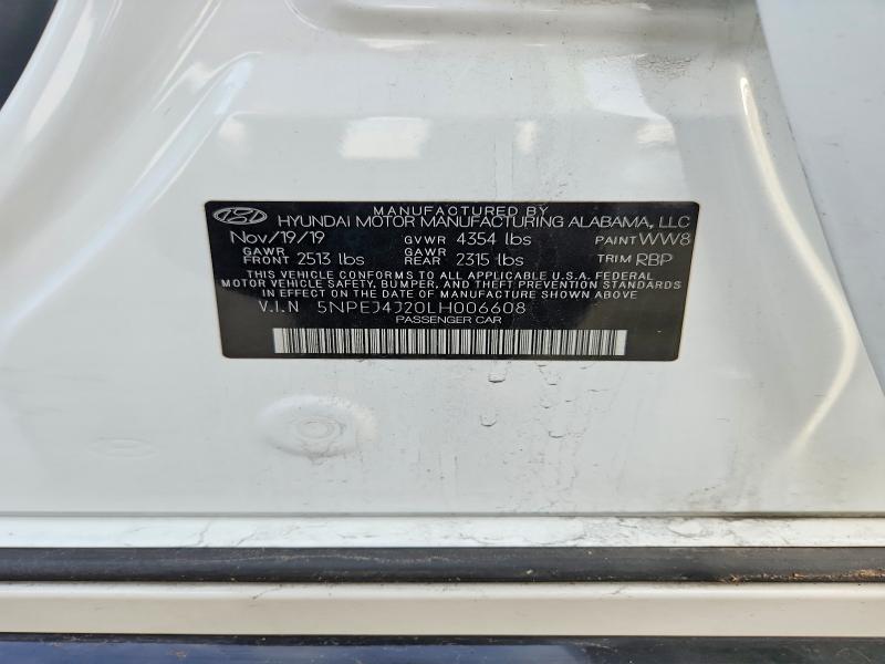 71190256 :رقم المزاد ، 5NPEJ4J20LH006608 vin ، 2020 Hyundai Sonata مزاد بيع