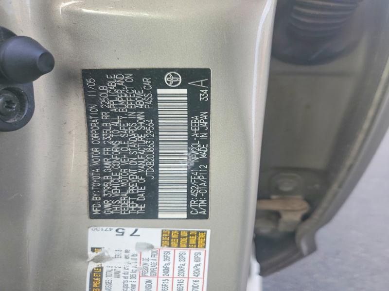 Продаж на аукціоні авто 2006 Toyota Prius, vin: JTDKB20U863129564, номер лоту: 72009716