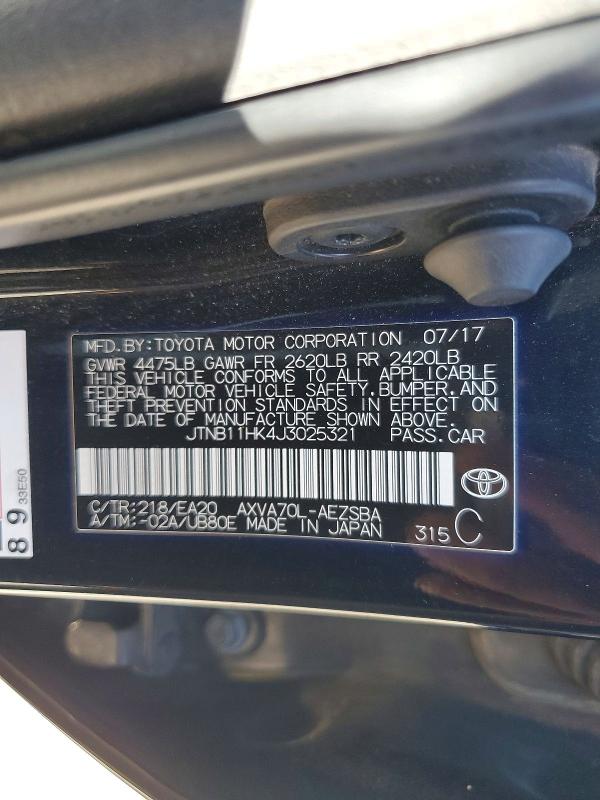 71683296 :رقم المزاد ، JTNB11HK4J3025321 vin ، 2018 Toyota Camry مزاد بيع