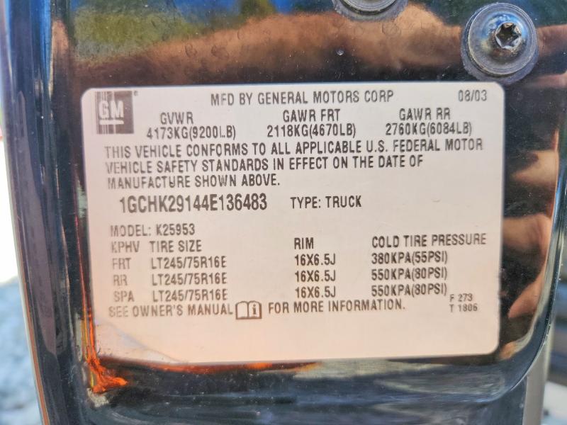 70858176 :رقم المزاد ، 1GCHK29144E136483 vin ، 2004 Chevrolet Silverado مزاد بيع