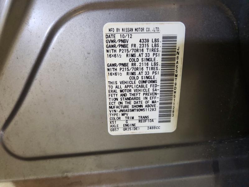 72203456 :رقم المزاد ، JN8AS5MT9DW511293 vin ، 2013 Nissan Rogue مزاد بيع