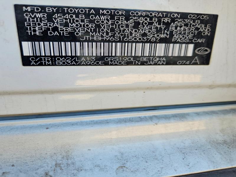 2006 Lexus Gs მანქანა იყიდება აუქციონზე, vin: JTHBH96S165003787, აუქციონის ნომერი: 68889966