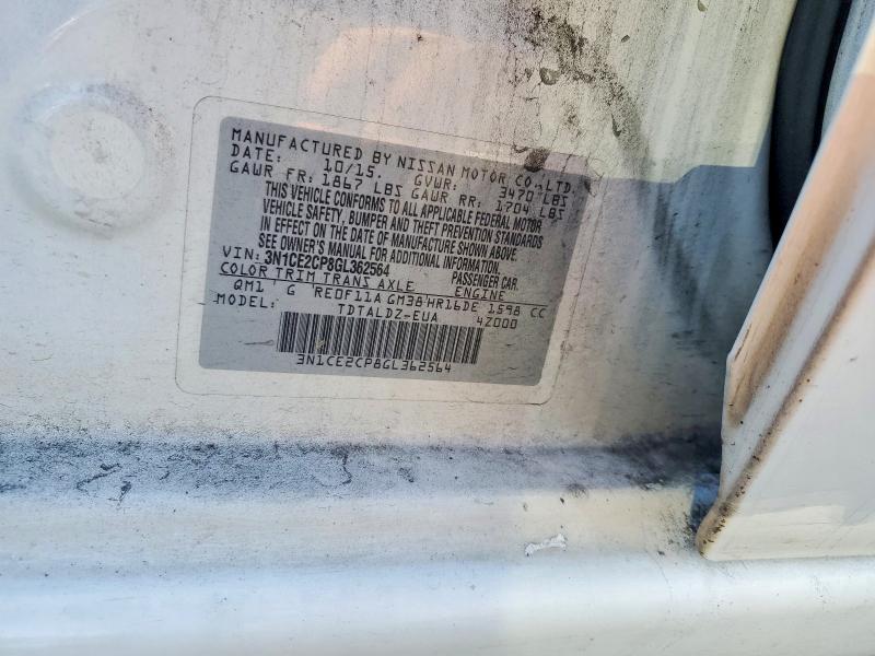 71119516 :رقم المزاد ، 3N1CE2CP8GL362564 vin ، 2016 Nissan Versa Note مزاد بيع