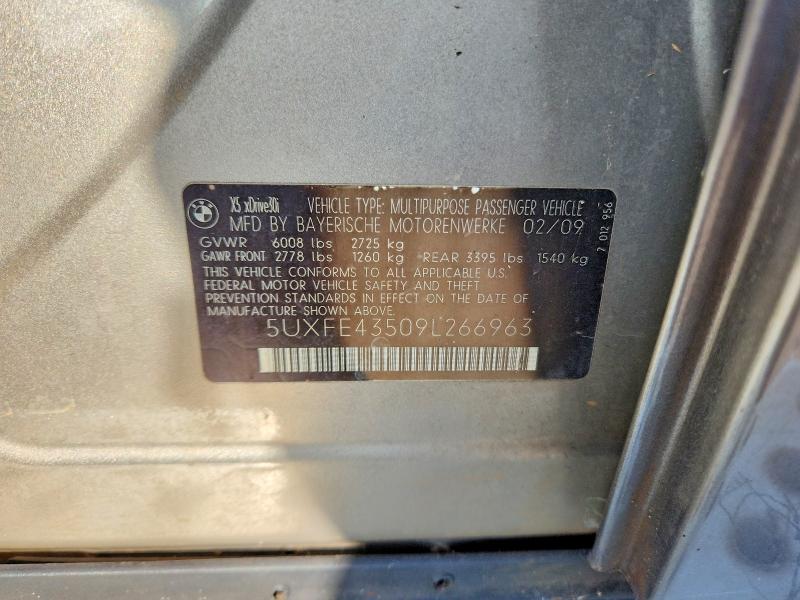 71856916 :رقم المزاد ، 5UXFE43509L266963 vin ، 2009 Bmw X5 مزاد بيع